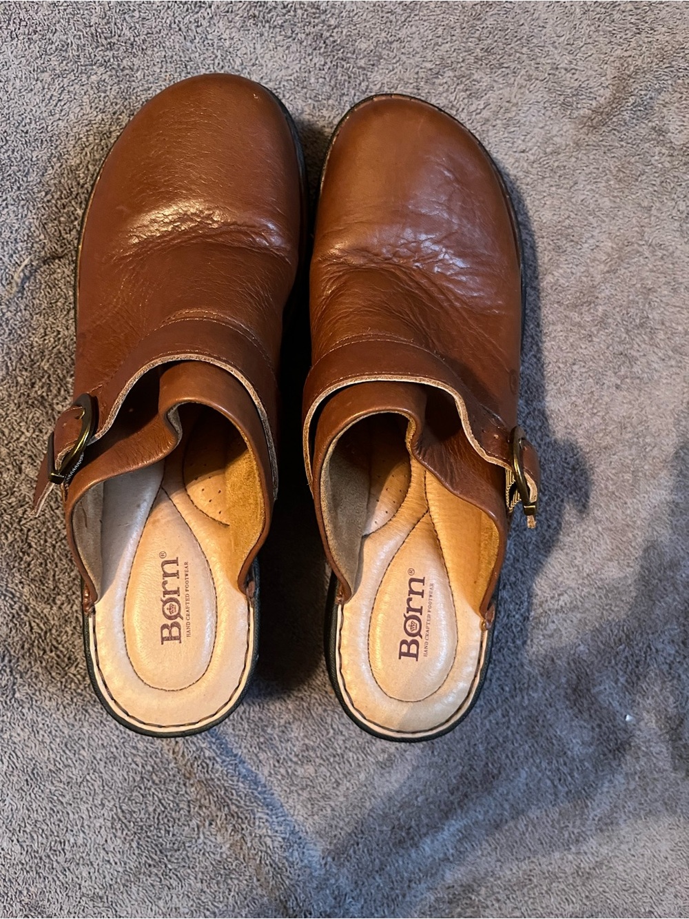 NWOT Born Avoca cognac leather clog mule with buckle woman’s 11 - Picture 2 of 5